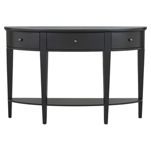 English Elm U-style Curved Console Table with 3 Drawers Open Shelf Entryway Hallway Storage WF312995AAB