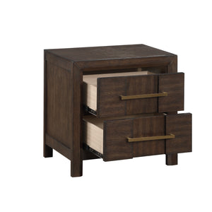 English Elm KENZO Queen 4PC Bedroom Set with LED Headboard, Bluetooth Speakers, USB Ports & Extra Storage - Walnut B009S02021