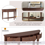 English Elm U-Style Modern Curved Console Table Sofa Table With 3 Drawers and 1 Shelf For Hallway, Entryway, Living Room