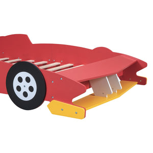 English Elm Full Size Race Car Platform Bed for Kids with Built-in Rails and Sporty Design Red LP002420AAJ-1