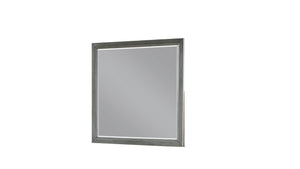 English Elm Kenzo Square Bedroom Mirror with Gray Solid & Manufactured Wood Frame, Contemporary Depth Accent G150108520
