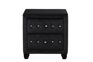 English Elm Crystal Tufted Queen 5 Pc Vanity Bedroom Set In Black - Luxurious Design With Smart Features & Storage B009S01133