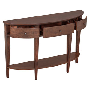 English Elm U-style Curved Console Table with 3 Drawers Open Shelf Entryway Hallway Storage WF312995AAD