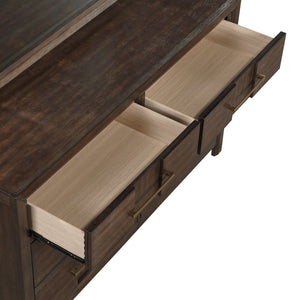 English Elm Kenzo Modern 6-Drawer Dresser in Dark Walnut — Sleek Manufactured Wood Design, Ample Storage & Style B009139179