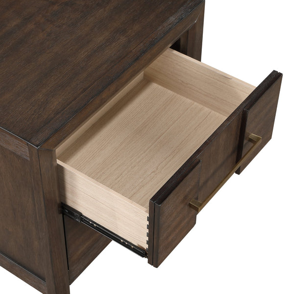 English Elm KENZO Queen 4PC Bedroom Set with LED Headboard, Bluetooth Speakers, USB Ports & Storage, Walnut B009S01138