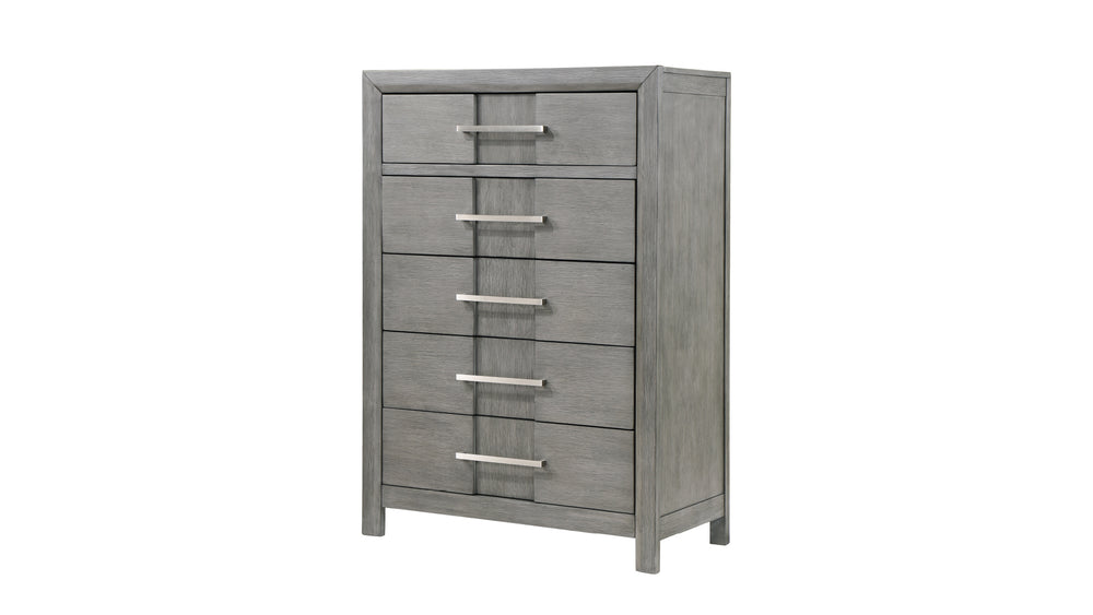 English Elm Kenzo Modern 5-Drawer Chest Gray Wood Finish — Sleek Manufactured-Wood Storage for Organized Bedrooms B009139194