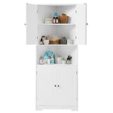 English Elm Tall Bathroom Storage Cabinet, Corner Cabinet With Doors and Adjustable Shelf, Mdf Board With Painted Finish, White