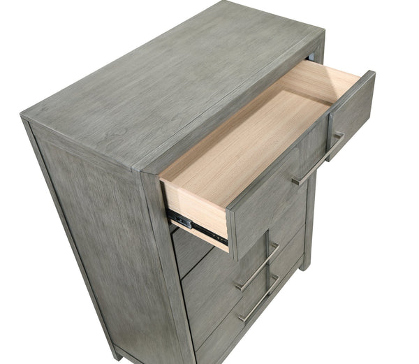 English Elm Kenzo Modern 5Pc Queen Bedroom Set With Led Headboard, Bluetooth Speakers & Usb Ports In Gray B009S01148