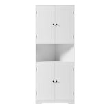 English Elm Tall Bathroom Storage Cabinet, Corner Cabinet With Doors and Adjustable Shelf, Mdf Board With Painted Finish, White