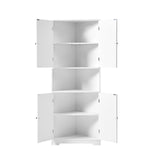 English Elm Tall Bathroom Storage Cabinet, Corner Cabinet With Doors and Adjustable Shelf, Mdf Board With Painted Finish, White