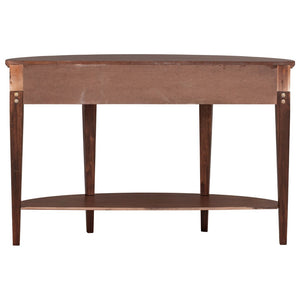 English Elm U-style Curved Console Table with 3 Drawers Open Shelf Entryway Hallway Storage WF312995AAD
