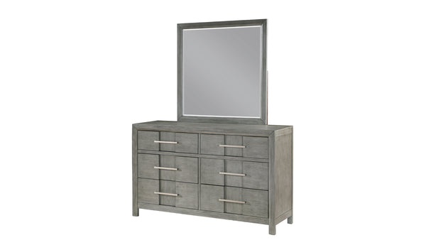 English Elm Kenzo Square Bedroom Mirror with Gray Solid & Manufactured Wood Frame, Contemporary Depth Accent G150108520