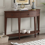 Modern Curved Console Table with 3 Drawers and Shelf for Hallway/Living Room