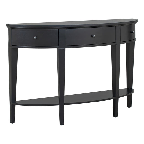 English Elm U-style Curved Console Table with 3 Drawers Open Shelf Entryway Hallway Storage WF312995AAB