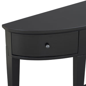 English Elm U-style Curved Console Table with 3 Drawers Open Shelf Entryway Hallway Storage WF312995AAB