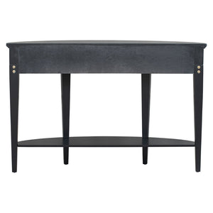 English Elm U-style Curved Console Table with 3 Drawers Open Shelf Entryway Hallway Storage WF312995AAB