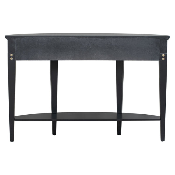 English Elm U-style Curved Console Table with 3 Drawers Open Shelf Entryway Hallway Storage WF312995AAB
