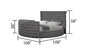 English Elm Modern Crystal Tufted Queen Bed - Plush Velvet Upholstery, Usb Charging & Versatile Storage Solutions B009S01097