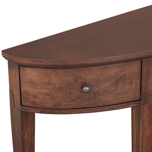 English Elm U-style Curved Console Table with 3 Drawers Open Shelf Entryway Hallway Storage WF312995AAD