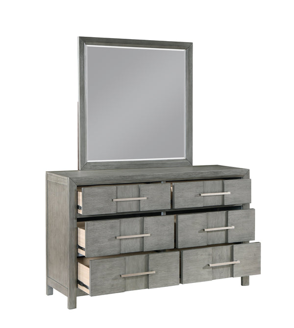 English Elm Kenzo Square Bedroom Mirror with Gray Solid & Manufactured Wood Frame, Contemporary Depth Accent G150108520