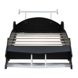 Hearth and Haven Chadwick Twin Size Race Car Shaped Platform Bed with Wheels, Black