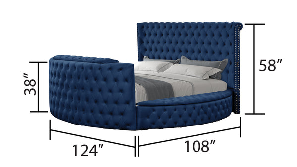 English Elm Modern Crystal Tufted King Bed With Built-In Usb Charging & Stylish Tv Stand Footboard In Blue B009S01114