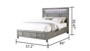English Elm Kenzo Modern 4Pc Full Storage Bedroom Set With Led Headboard, Bluetooth Speakers & Usb Ports - Gray B009S02028