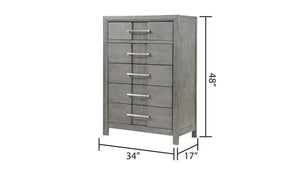 English Elm Kenzo Modern King 5Pc Storage Bedroom Set With Led Headboard, Bluetooth Speakers & Usb Ports - Grey B009S01145
