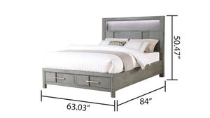 English Elm Kenzo Modern 5Pc Queen Bedroom Set With Led Headboard, Bluetooth Speakers & Usb Ports In Gray B009S01148