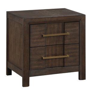 English Elm Kenzo Modern 5Pc Storage Bedroom Set With Led Headboard, Bluetooth Speakers & Usb Ports - Walnut Finish B009S02029