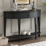 Modern Curved Console Table with 3 Drawers and Shelf for Hallway/Living Room