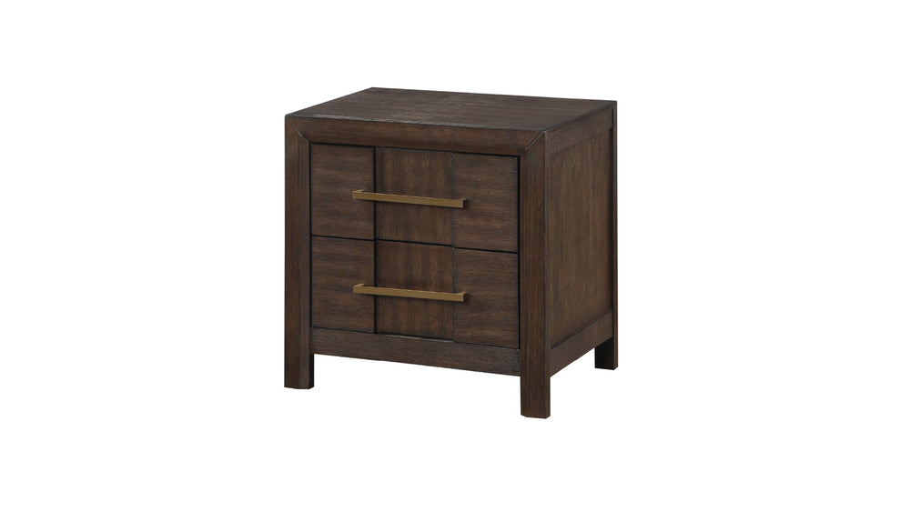 English Elm Kenzo Walnut 2-Drawer Nightstand – Modern Manufactured Wood Bedside Storage, Sleek Minimal Design G150108534