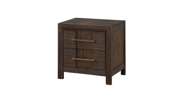 English Elm Kenzo Walnut 2-Drawer Nightstand – Modern Manufactured Wood Bedside Storage, Sleek Minimal Design G150108534