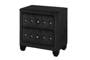 English Elm Crystal Tufted Queen 5 Pc Vanity Bedroom Set In Black - Luxurious Design With Smart Features & Storage B009S01133