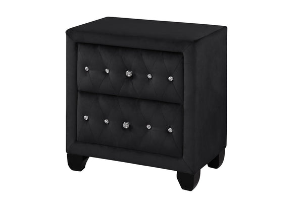 English Elm Crystal Tufted Queen 5 Pc Vanity Bedroom Set In Black - Luxurious Design With Smart Features & Storage B009S01133