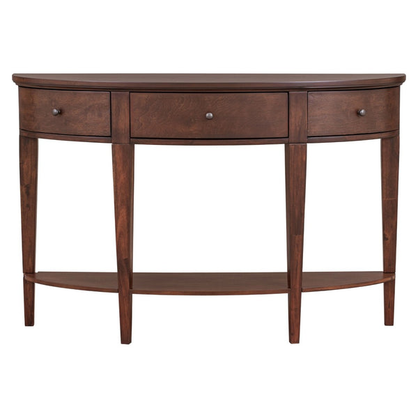 English Elm U-style Curved Console Table with 3 Drawers Open Shelf Entryway Hallway Storage WF312995AAD