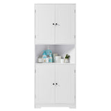 English Elm Tall Bathroom Storage Cabinet, Corner Cabinet With Doors and Adjustable Shelf, Mdf Board With Painted Finish, White