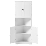 English Elm Tall Bathroom Storage Cabinet, Corner Cabinet With Doors and Adjustable Shelf, Mdf Board With Painted Finish, White