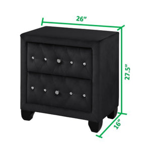 English Elm Crystal Tufted Queen 5 Pc Vanity Bedroom Set In Black - Luxurious Design With Smart Features & Storage B009S01133