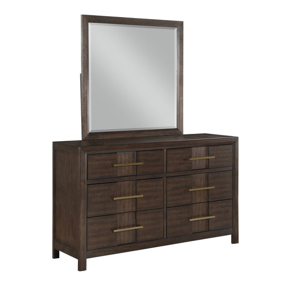 English Elm Kenzo Solid Wood Walnut Mirror, Square Modern Bedroom Accent Mirror, Durable Frame, Stylish Depth G150108533