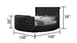 English Elm Crystal Tufted Queen 4-Pc Vanity Bedroom Set With Usb Charging & Tv Stand Footboard In Black B009S01132