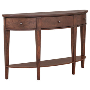 English Elm U-style Curved Console Table with 3 Drawers Open Shelf Entryway Hallway Storage WF312995AAD
