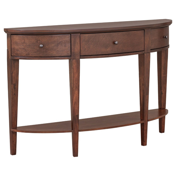 English Elm U-style Curved Console Table with 3 Drawers Open Shelf Entryway Hallway Storage WF312995AAD