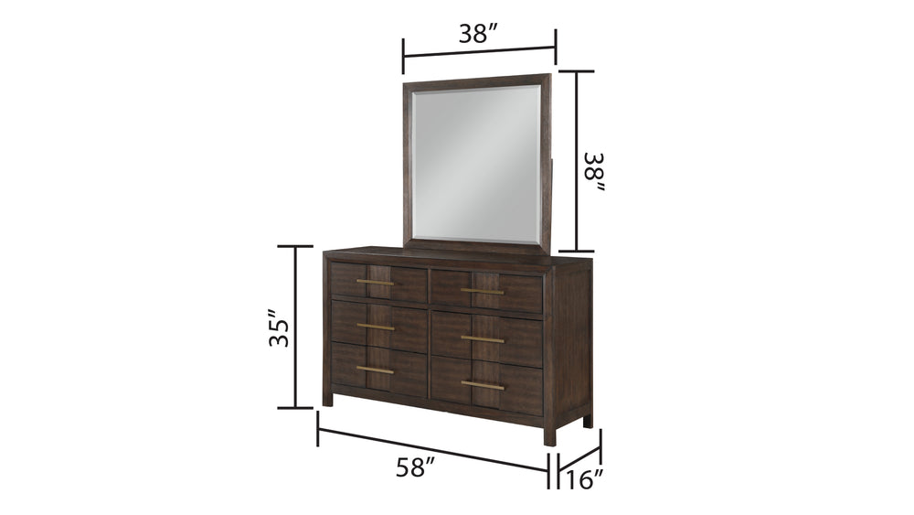 English Elm Kenzo Modern 6-Drawer Dresser in Dark Walnut — Sleek Manufactured Wood Design, Ample Storage & Style B009139179