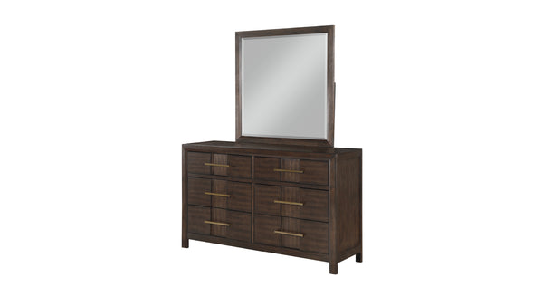 English Elm Kenzo Solid Wood Walnut Mirror, Square Modern Bedroom Accent Mirror, Durable Frame, Stylish Depth G150108533