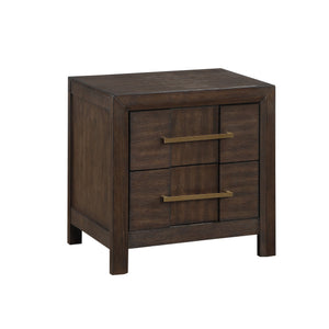 English Elm KENZO Queen 5PC Bedroom Set Walnut with LED Headboard, Bluetooth Speakers, USB Ports & Storage B009S02025