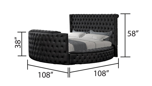 English Elm Crystal Tufted Queen 5 Pc Vanity Bedroom Set In Black - Luxurious Design With Smart Features & Storage B009S01133
