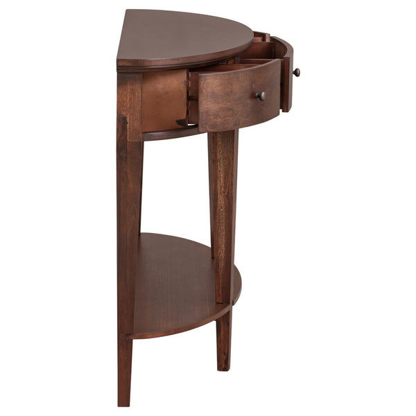 English Elm U-style Curved Console Table with 3 Drawers Open Shelf Entryway Hallway Storage WF312995AAD
