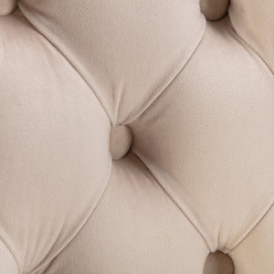 English Elm Swivel Velvet Barstools Adjustable 25–33" Seat Height, Tufted Back, Chrome Base, Modern Pub Comfort Beige W1143124777