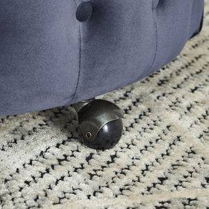 English Elm Velvet Tufted Swivel Accent Chair with Caster Wheels and Pillows for Living Room W487124834